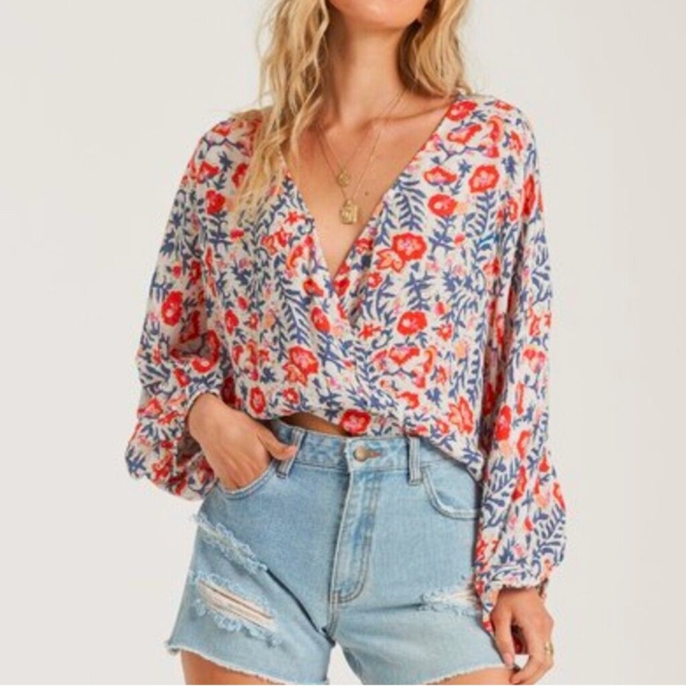 Billabong Safe Bet Surplice Blouse - Picture 4 of 13